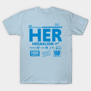 Vintage Heraklion HER Airport Code Travel Day Retro Travel Tag Crete Greece T-Shirt